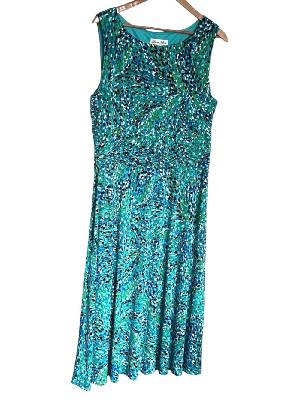 Laura Jeffries Dress Women’s Size 16 Green Geometric Sleeveless Pullover